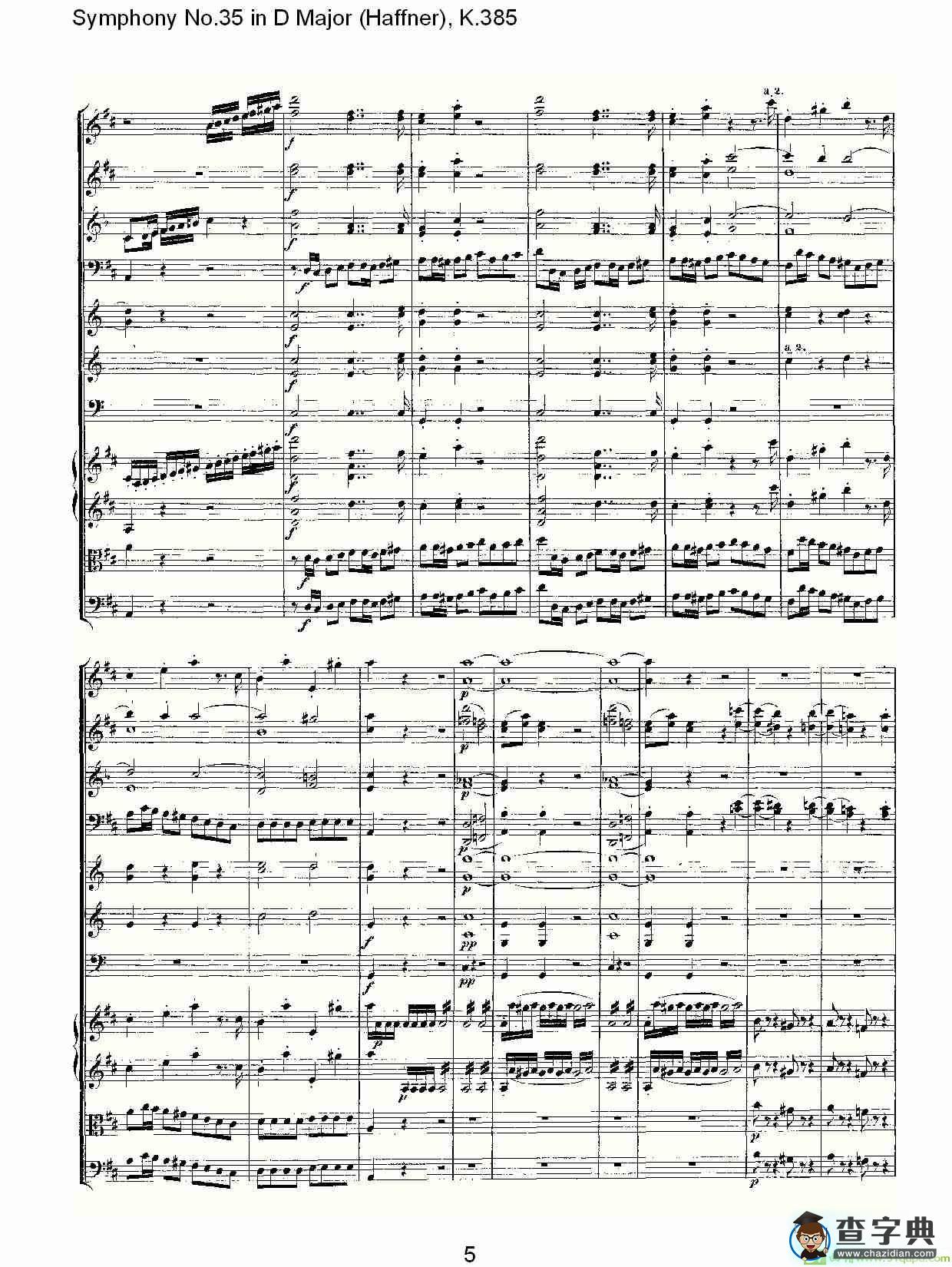 Symphony No.35 in D Major, K.385简谱