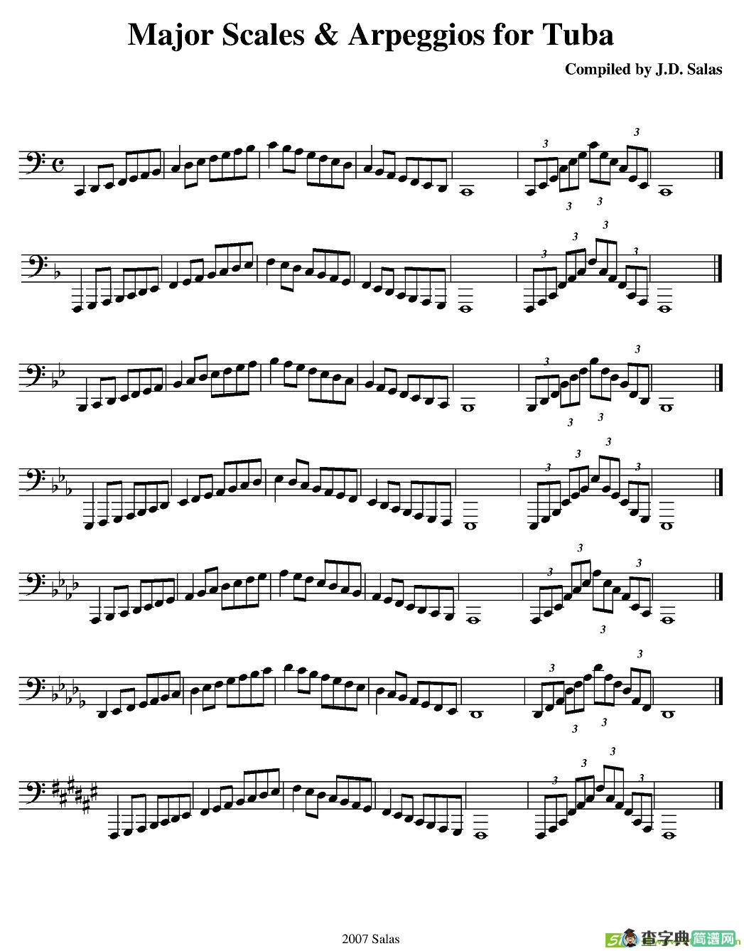 Major Scales & Arpeggios - Tuba铜管谱