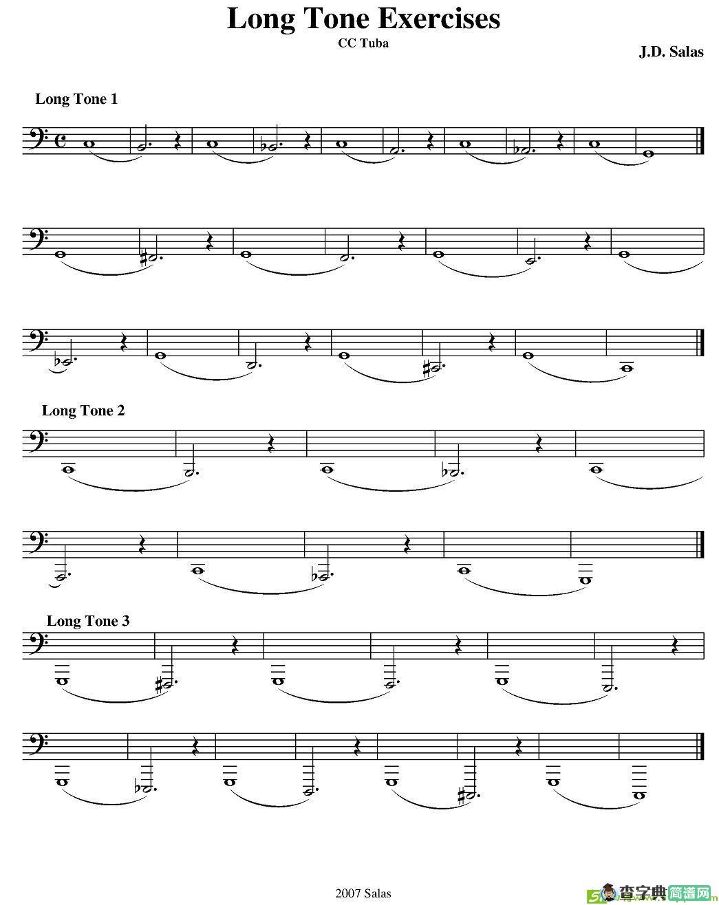 Long Tone Exercises - C Tuba铜管谱