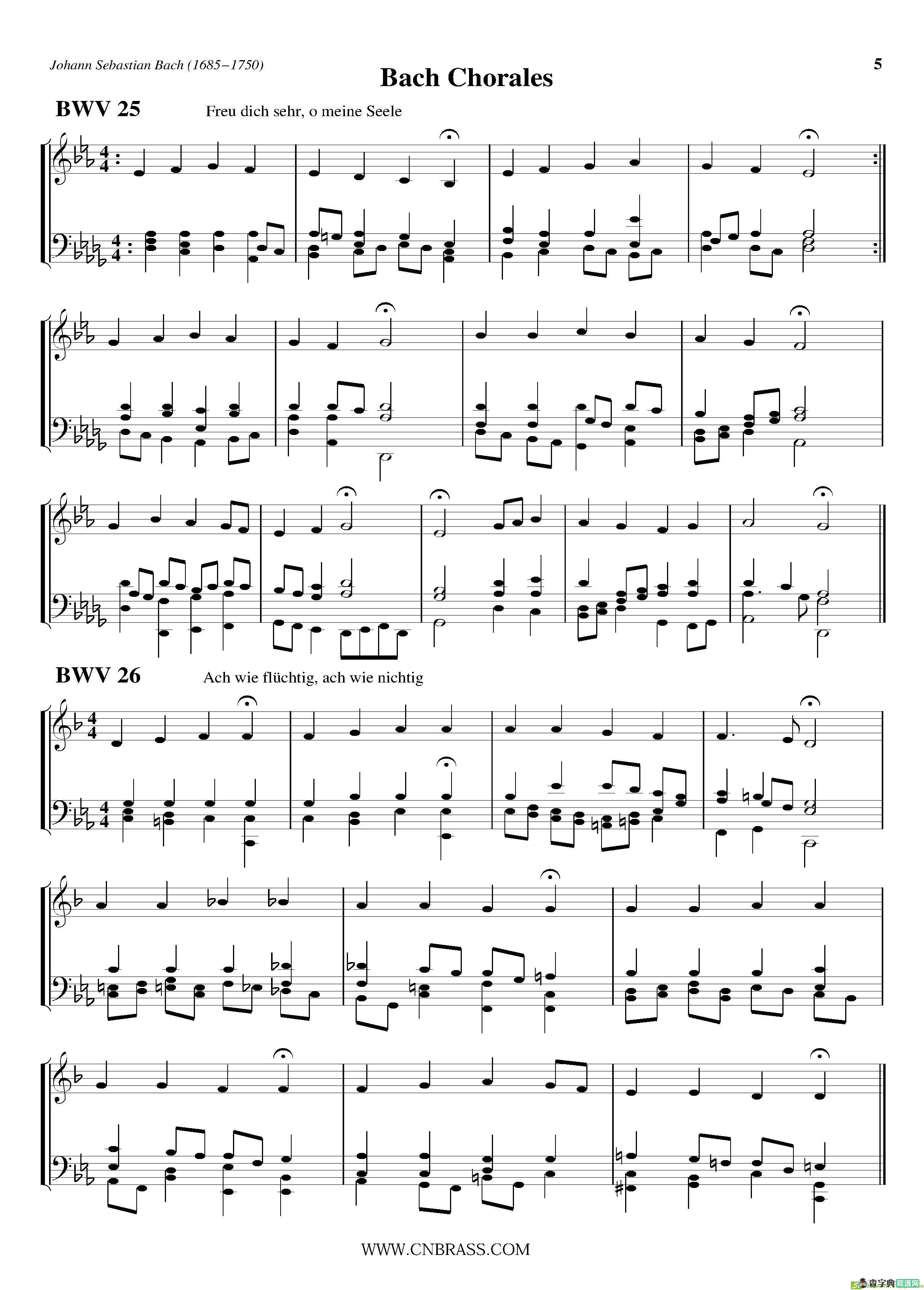 Bach Chorales铜管谱