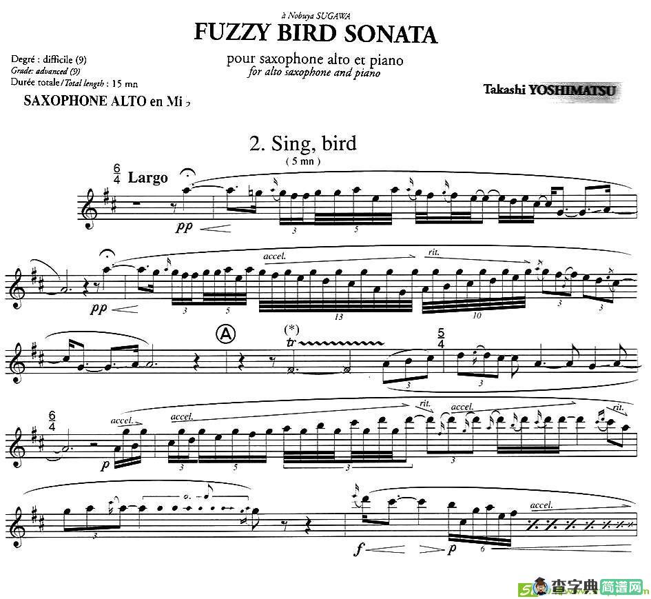 FuzzyBirdSonata（绒毛鸟奏鸣曲）（2、SingBird）萨克斯谱