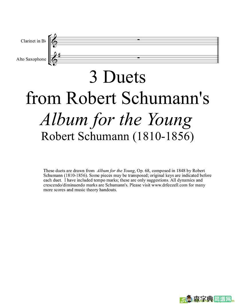 Robert Schumann-中音萨克斯练习曲萨克斯谱(Robert作曲)