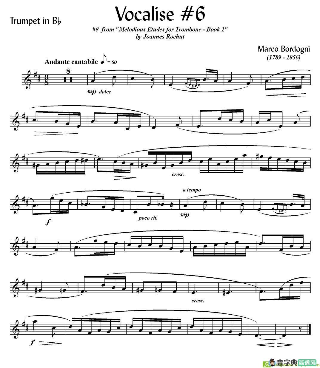 Bordogni - Vocalise #6铜管谱(Marco作曲)
