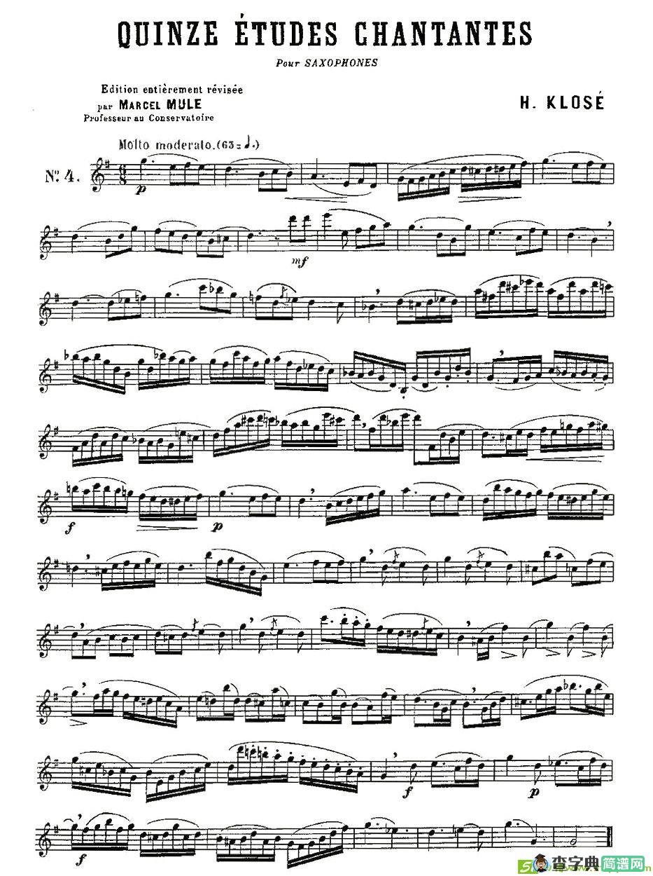 Klose Etudes Chantantes Pour Saxophone萨克斯谱