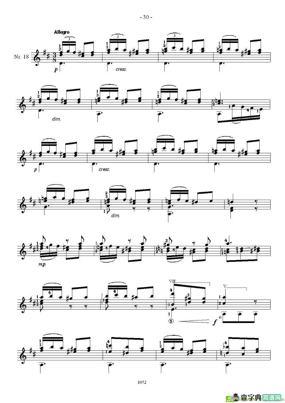 索尔·克斯特26首练习曲之16——20吉他谱