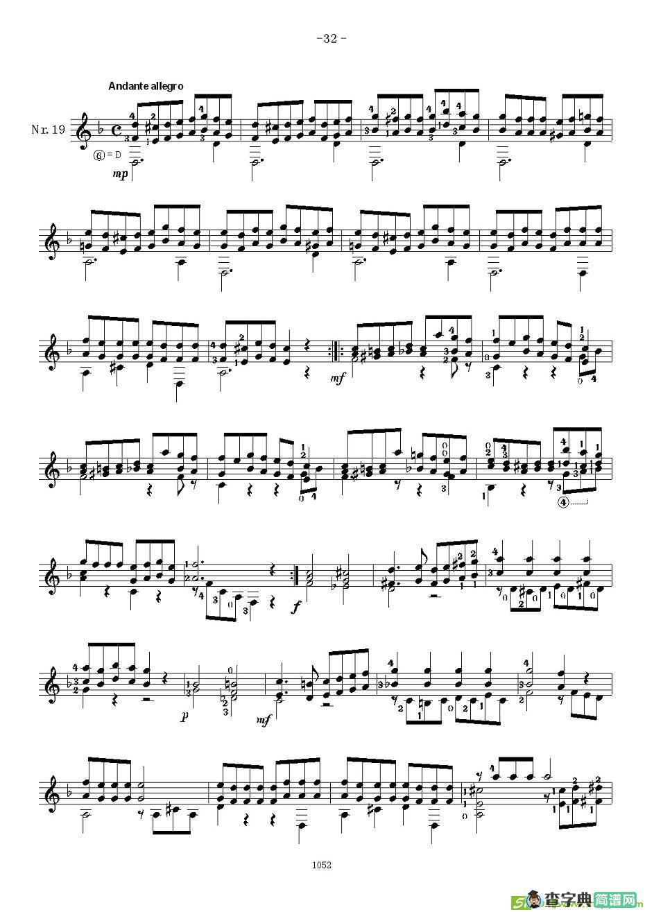 索尔·克斯特26首练习曲之16——20吉他谱