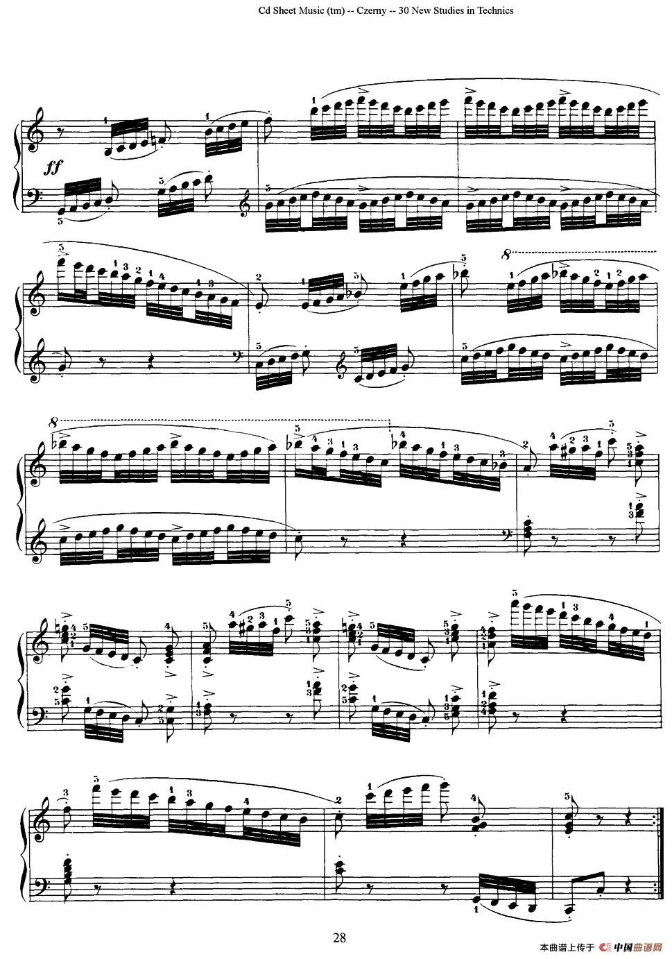 Czerny - 30 New Studies - 16（车尔尼Op849 - 30首练习曲）钢琴谱