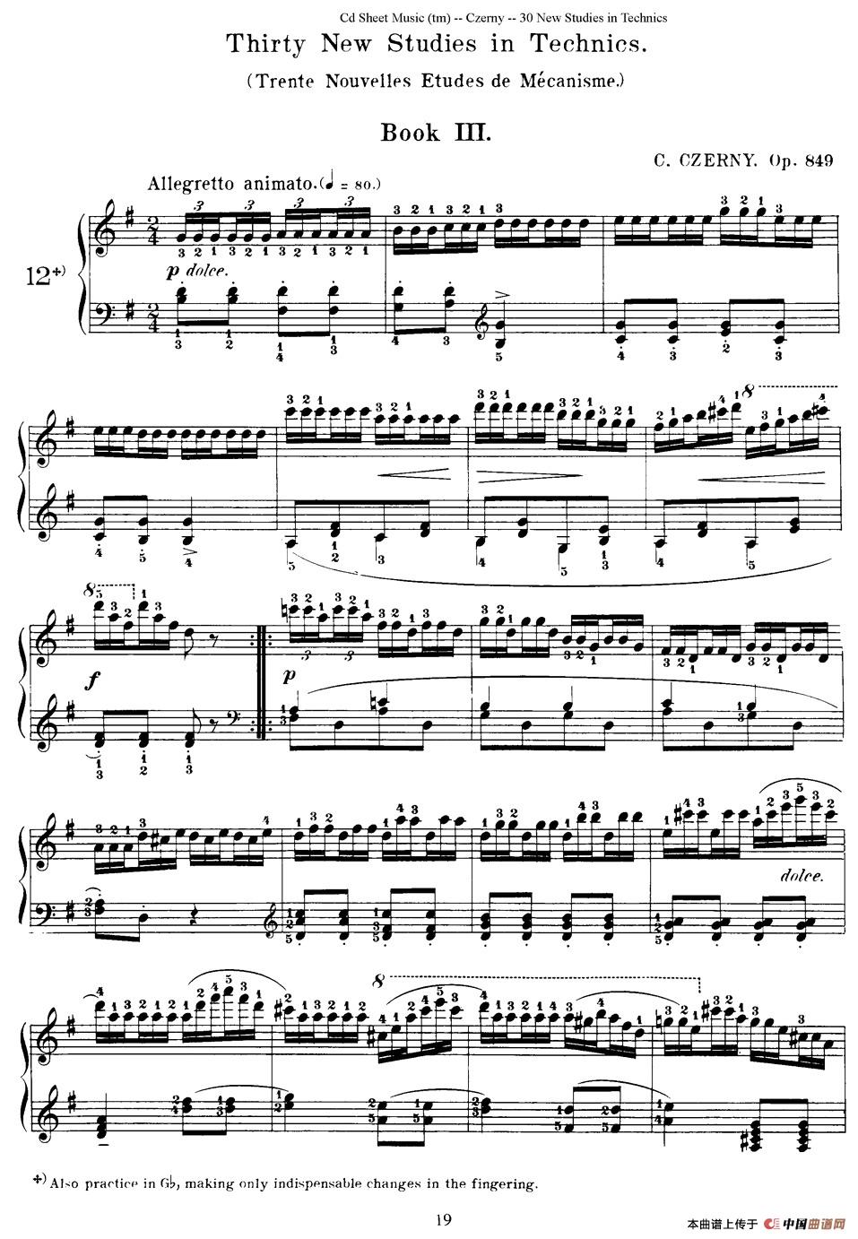 Czerny - 30 New Studies - 12（车尔尼Op849 - 30首练习曲）钢琴谱