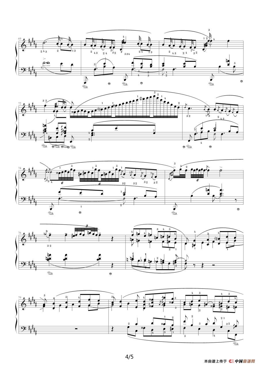 B大调夜曲，Op.62,No.1（肖邦第17号夜曲）钢琴谱