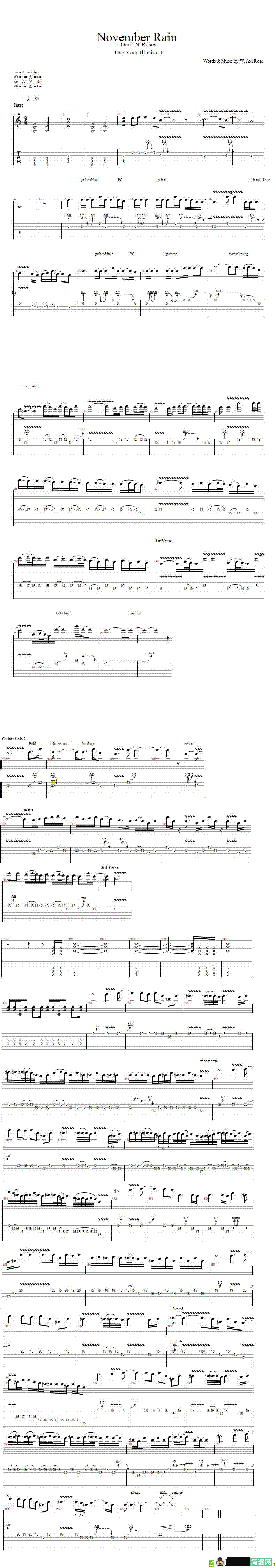 November Rain吉他谱(Guns&Rose演唱)