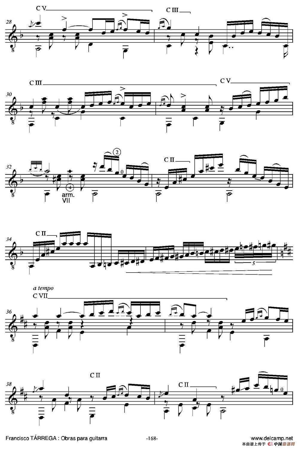 CAPRICHO ARABE(Serenata AI eminente maestro D. Tomas Breton)（古典吉他）吉他谱