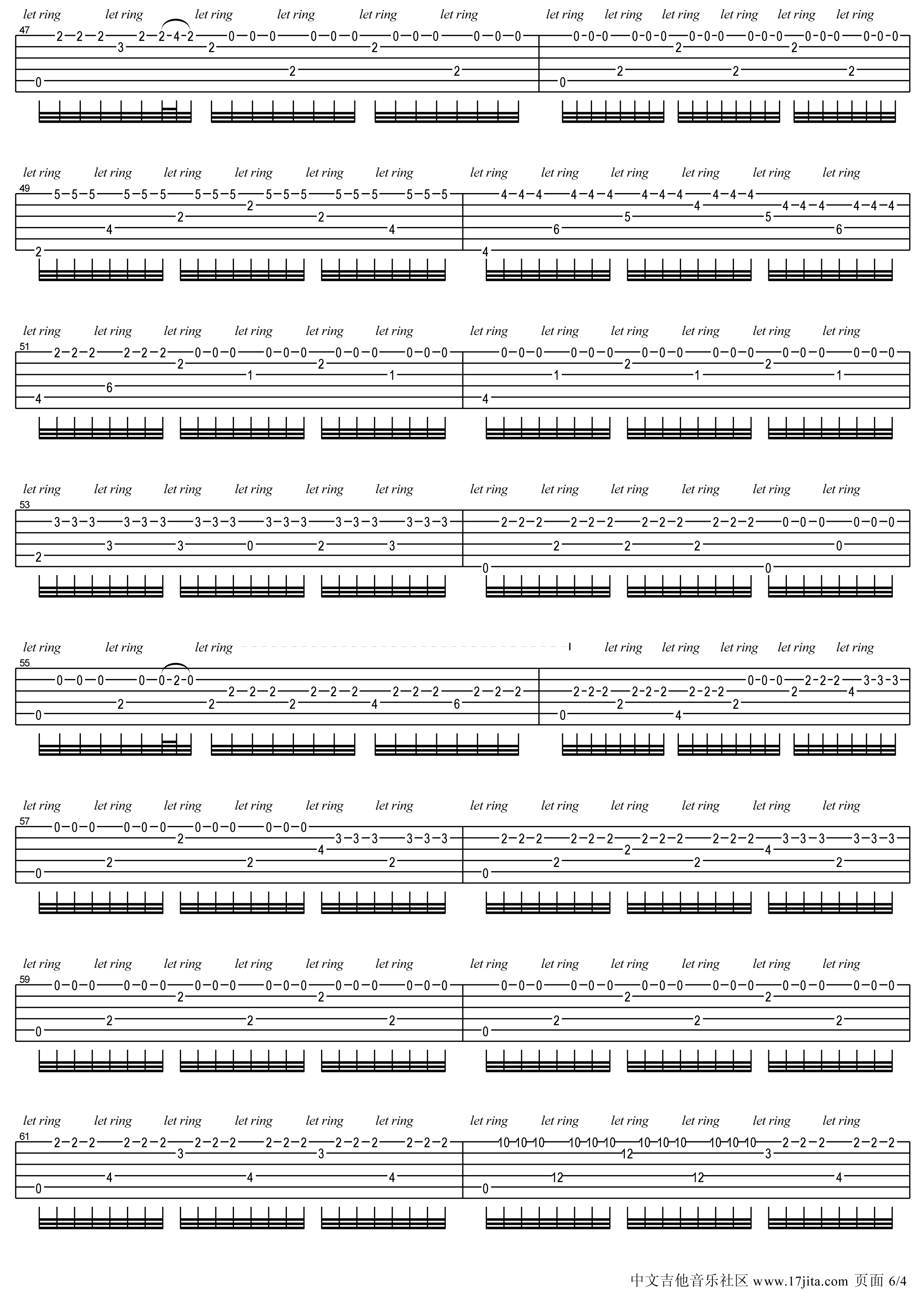 古典吉他名曲独奏谱 阿尔罕布拉宫的回忆