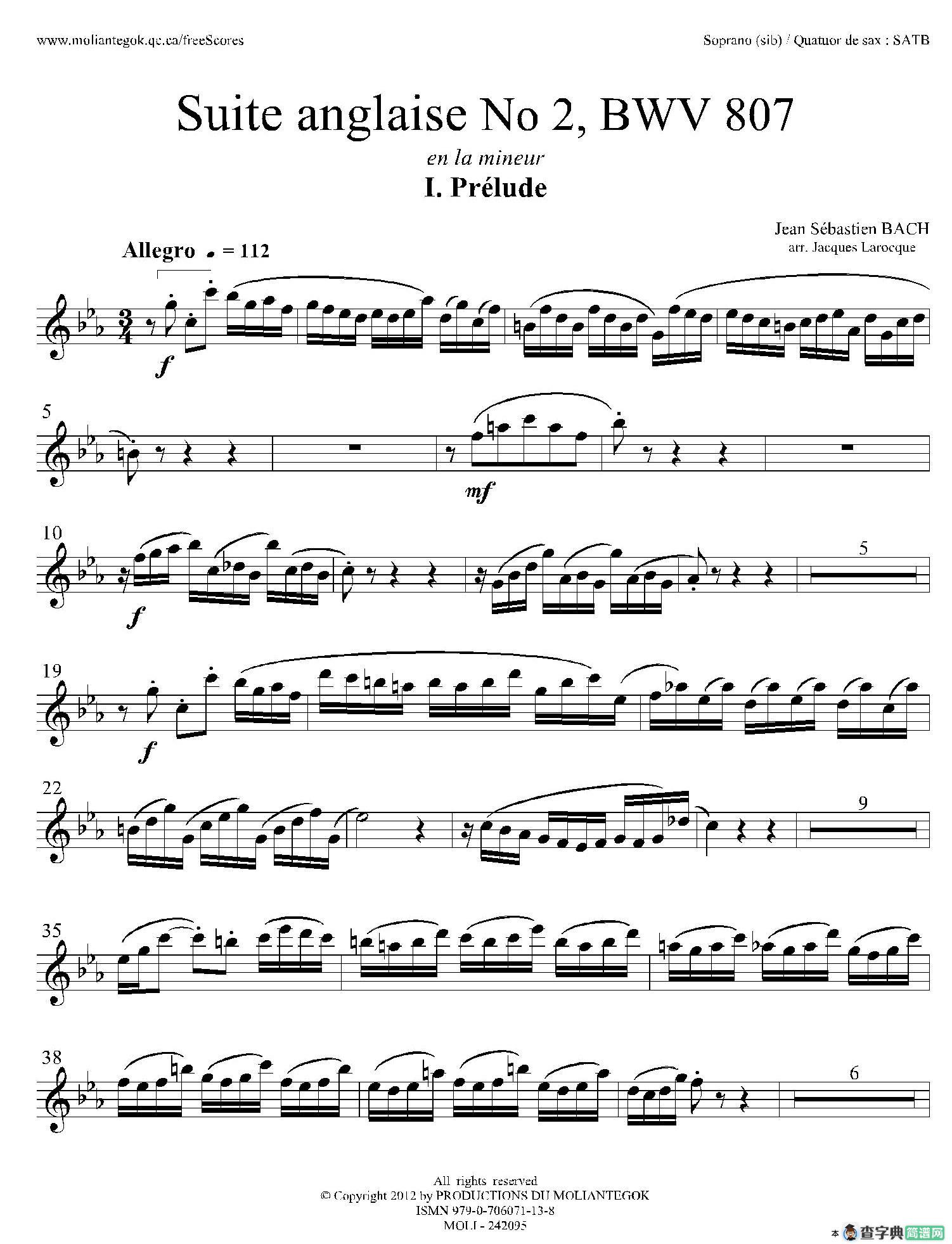 Suite anglaise No 2,BWV 807