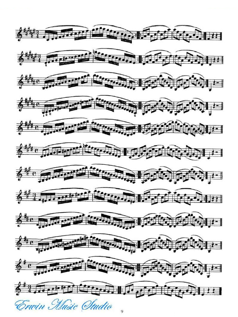 拉赫利美利-小提琴音阶练习 01-18 提琴谱