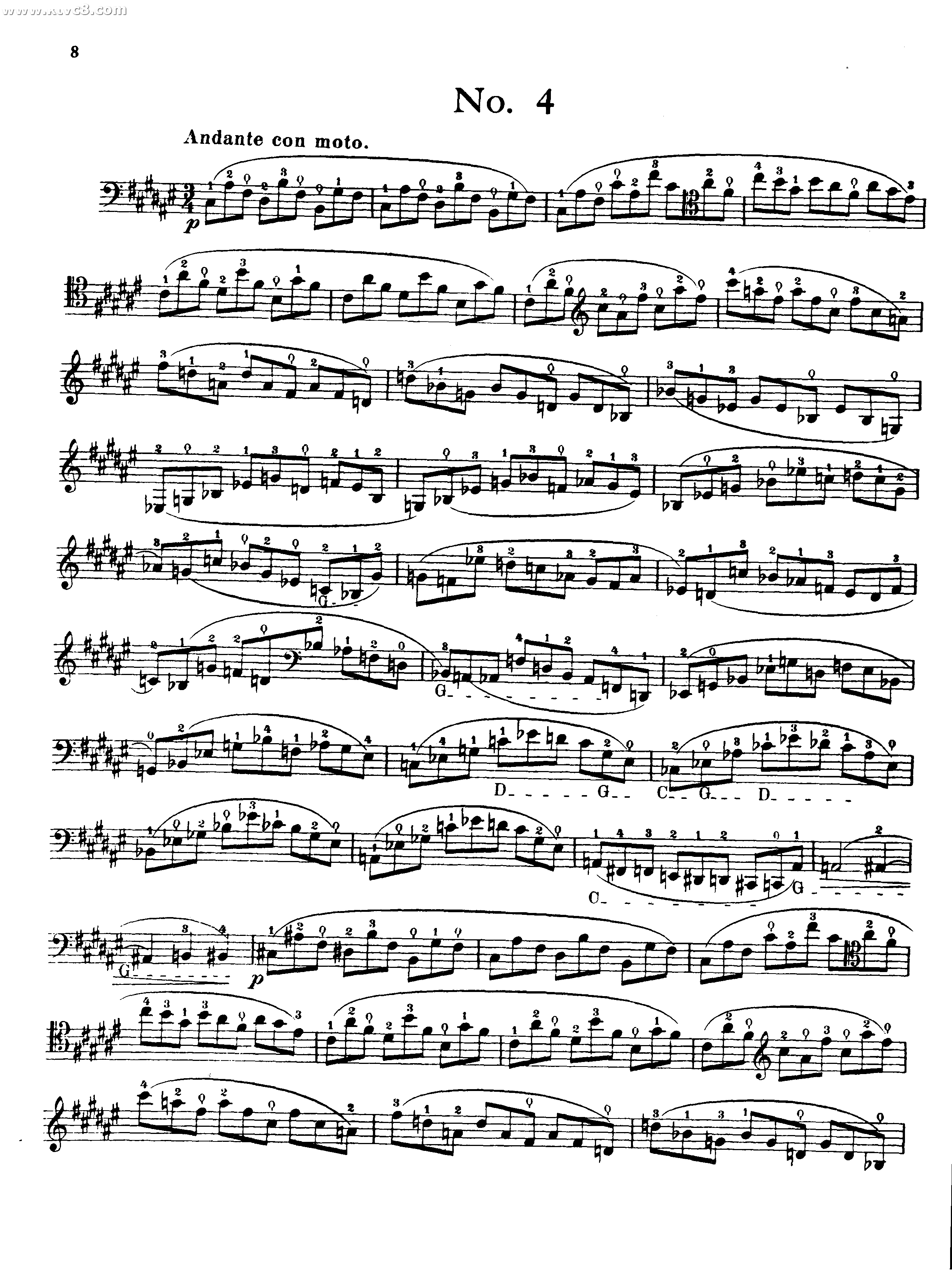 波泊尔大提琴高级练习曲之四 提琴谱