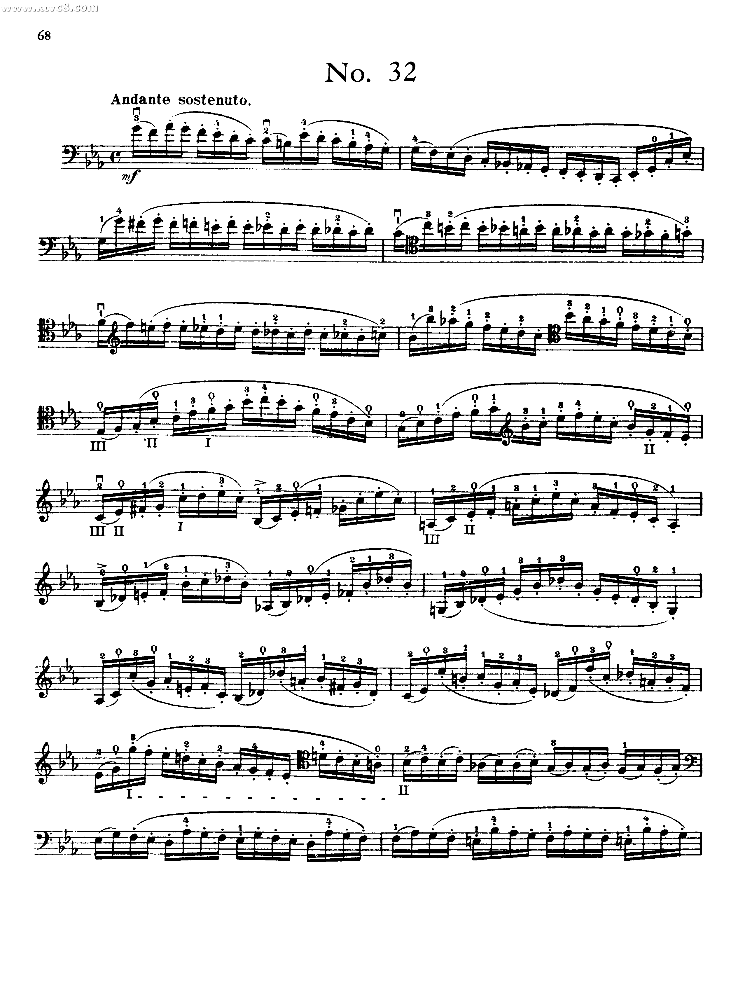 波泊尔大提琴高级练习曲之三十二 提琴谱