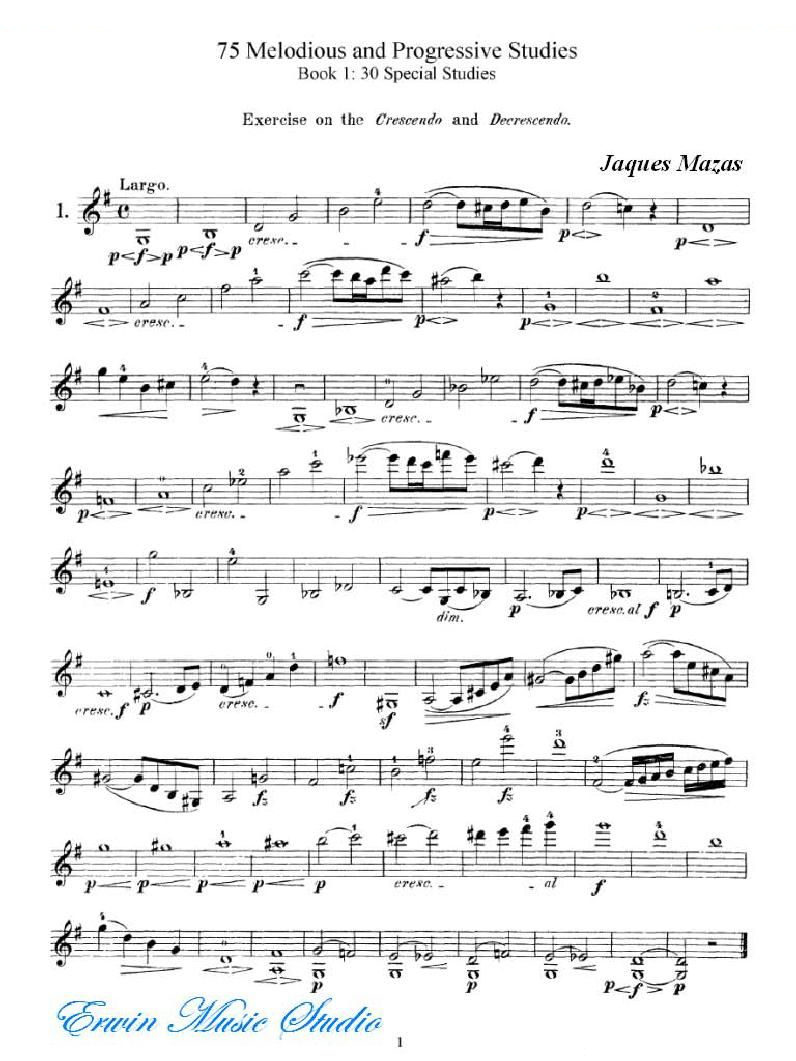 马扎斯-75首渐进式旋律练习 书1-30首专门练习 01-20 提琴谱
