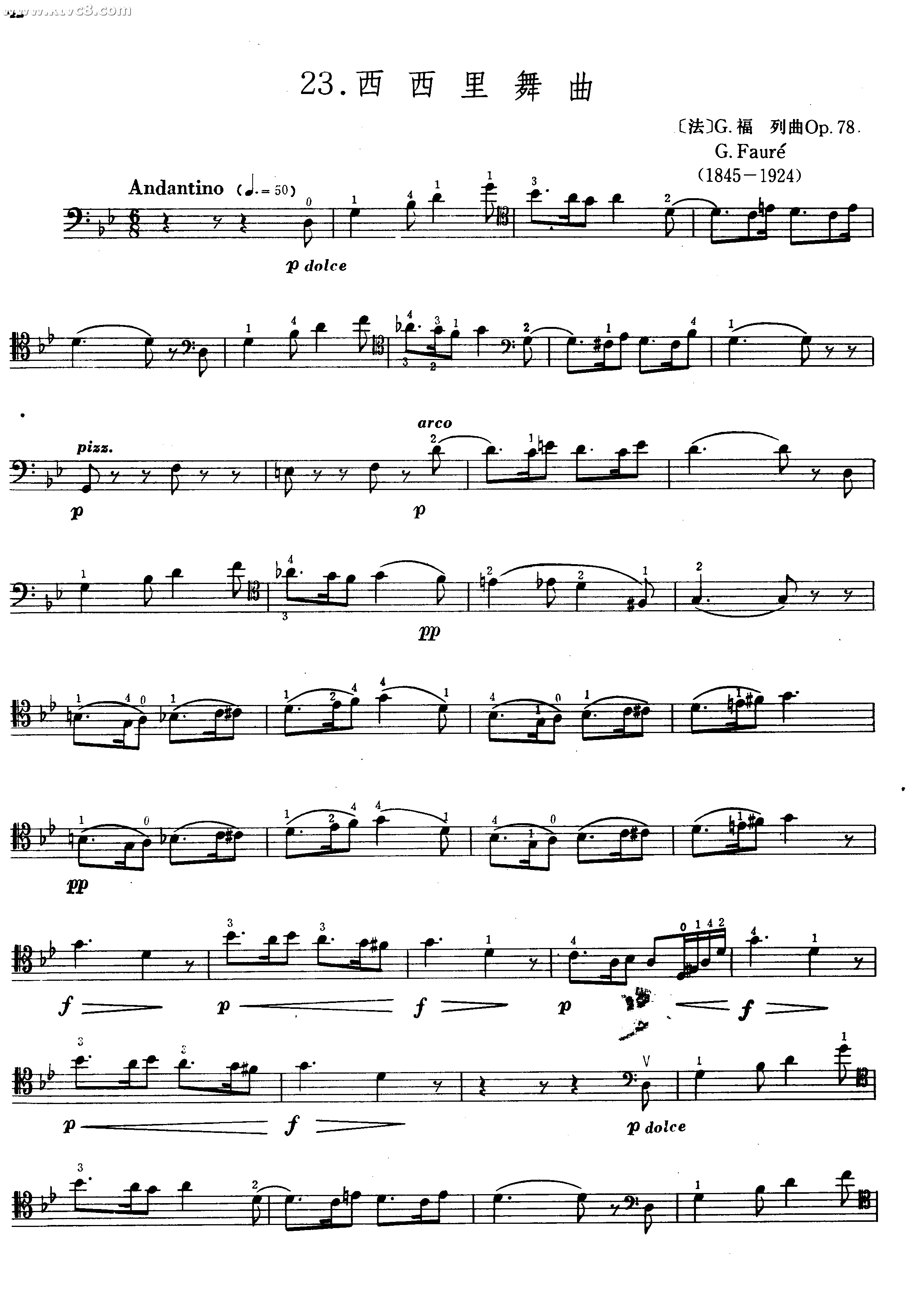 西西里舞曲 Sicilienne Op.78（古典吉他独奏谱）_简谱_歌谱下载_搜谱网