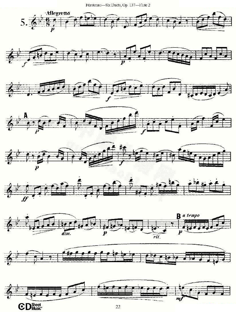 Six Duets, Op.137 之五（二重奏 六首作品 137号） 铜管乐谱