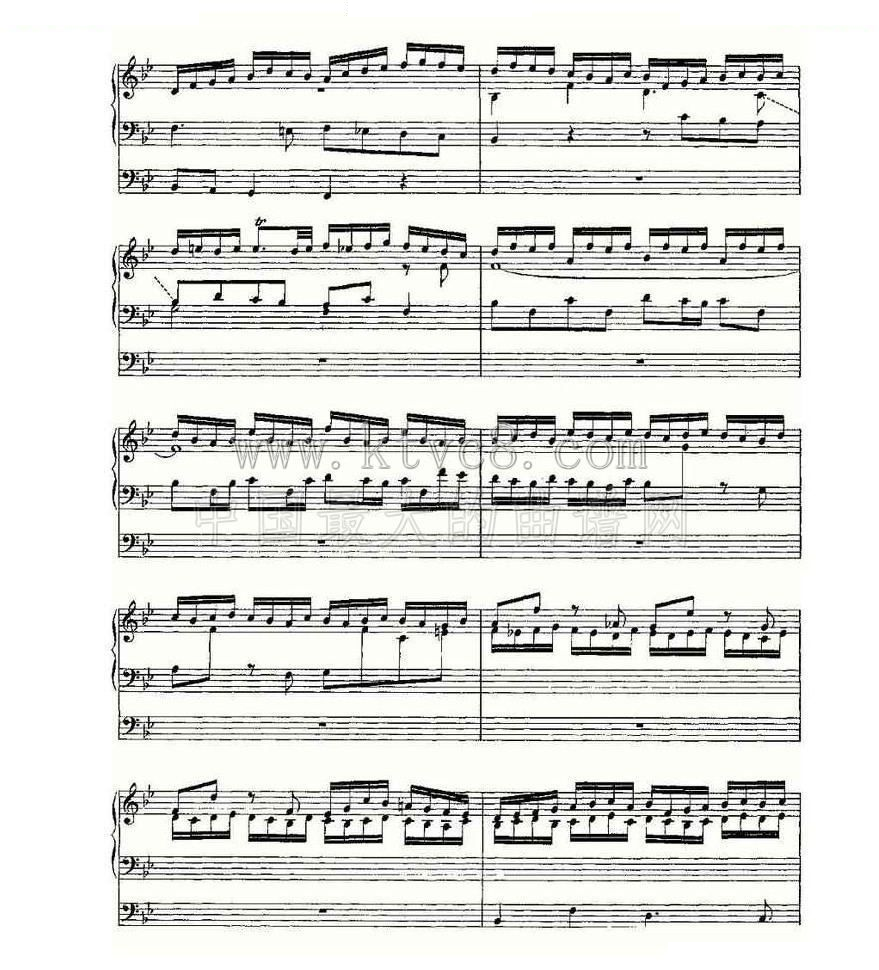 Fugue in G Minor--BWV 578 （管风琴谱） 