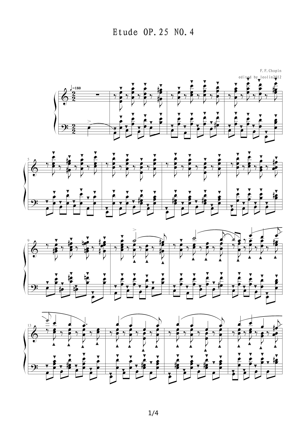 Chopin.肖邦 练习曲 Op.25 No.4 跳蛙 C调