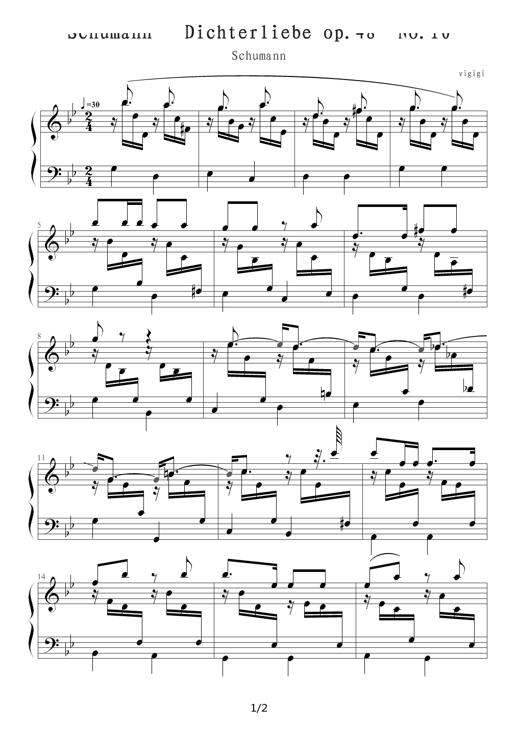 Dichterliebe op.48  No.10（Schumann） 降B调