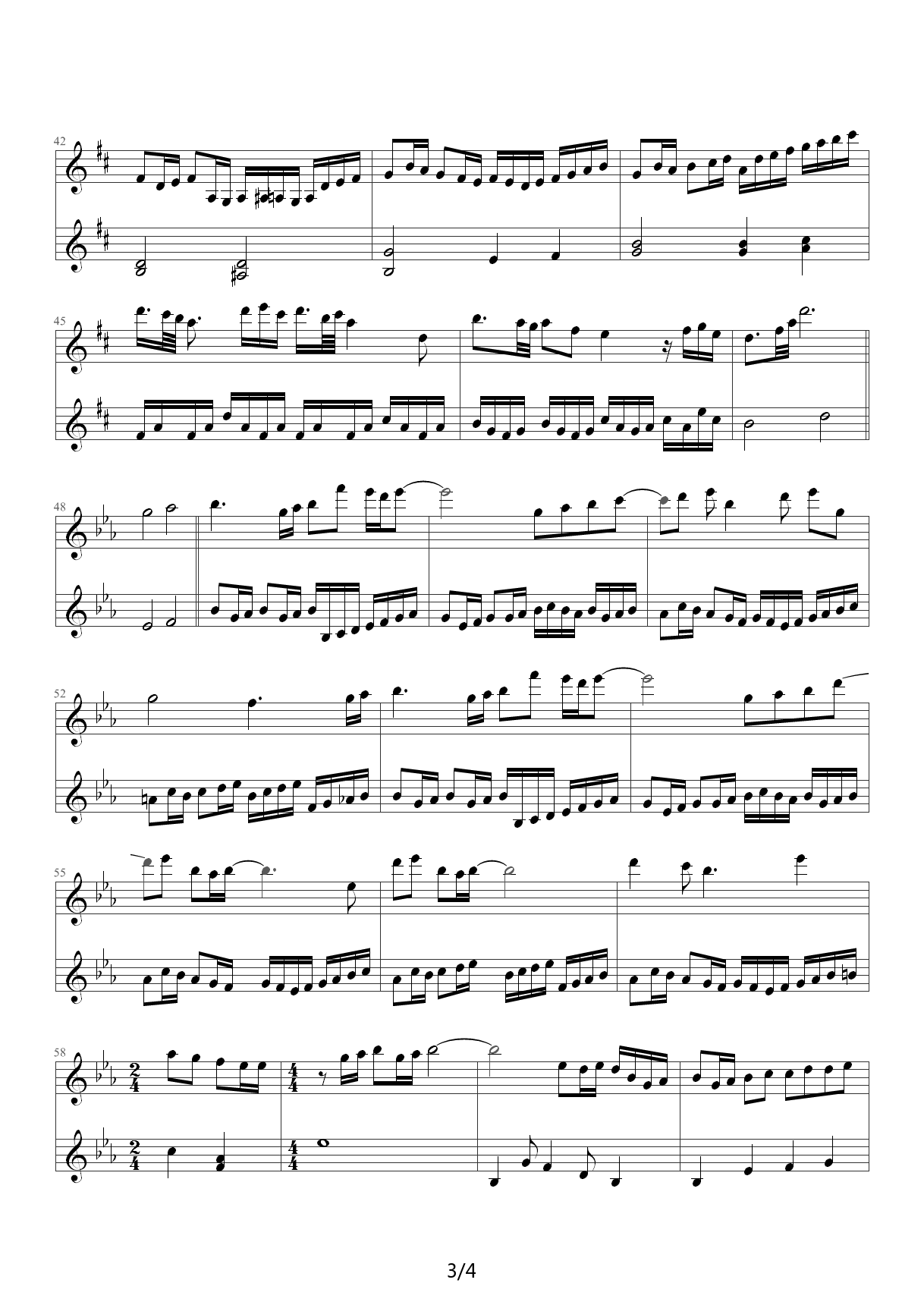 卡农欢乐版-双小提琴版 D调