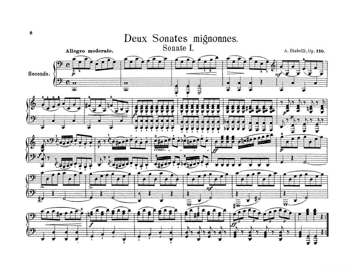Anton Diabelli Sonates Mignonnes Op 150 Rondeau