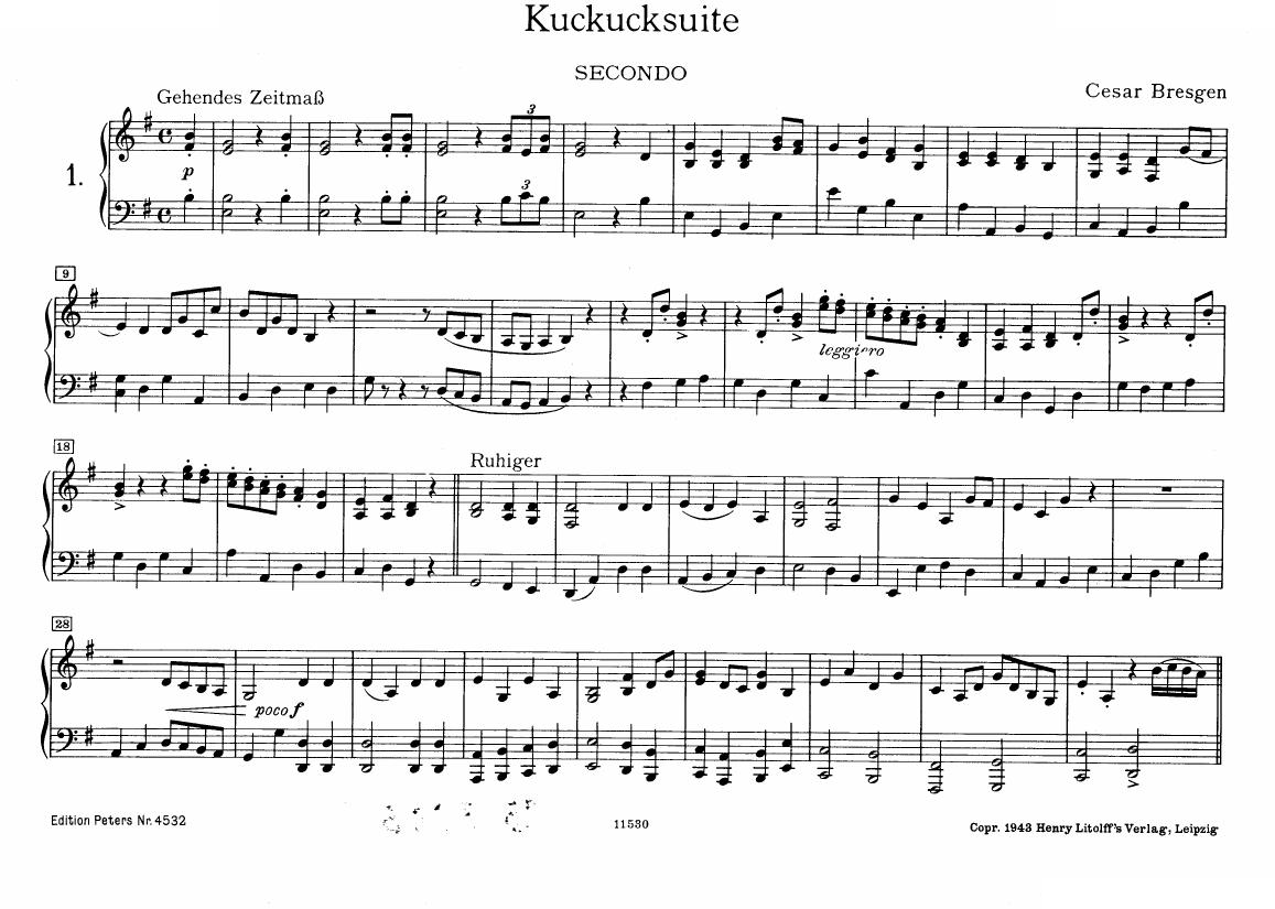 Bresgen Kuckucksuite for piano 4hands