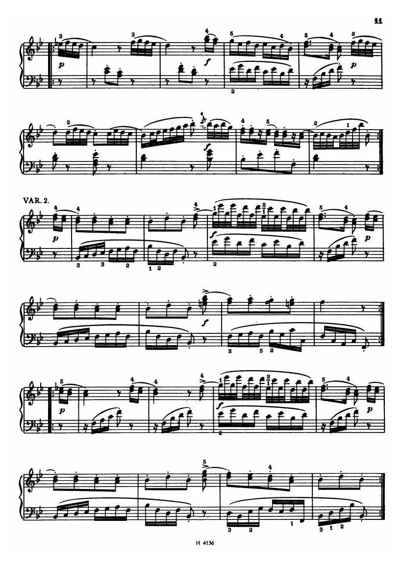 Czech piano variations from 18th century