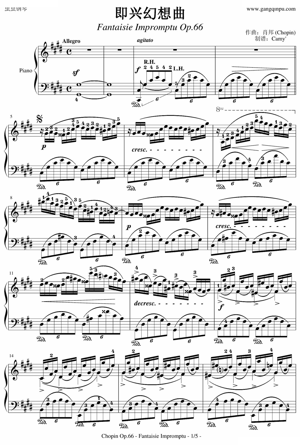 即兴幻想曲-带指法-Op.66