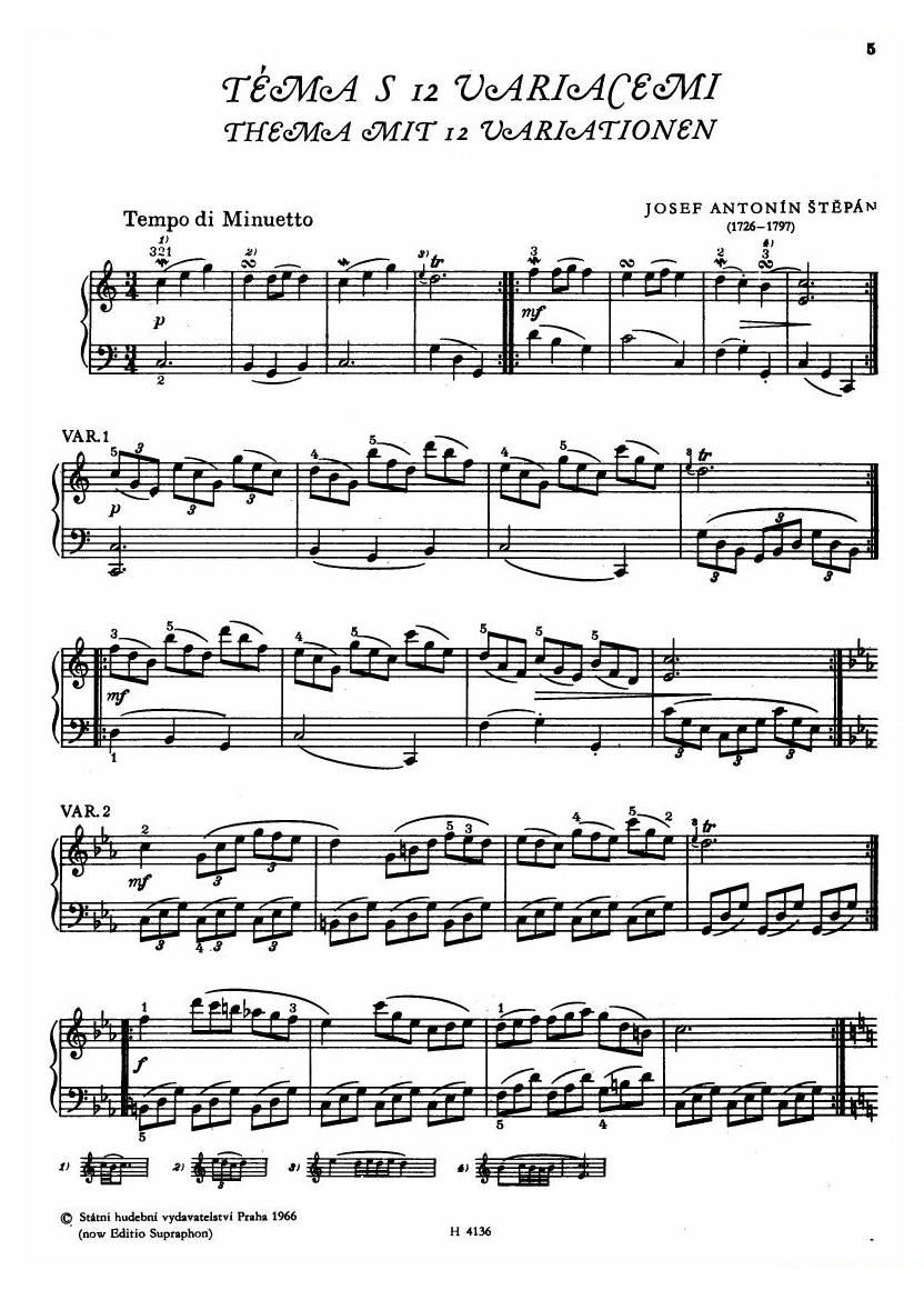 Czech piano variations from 18th century