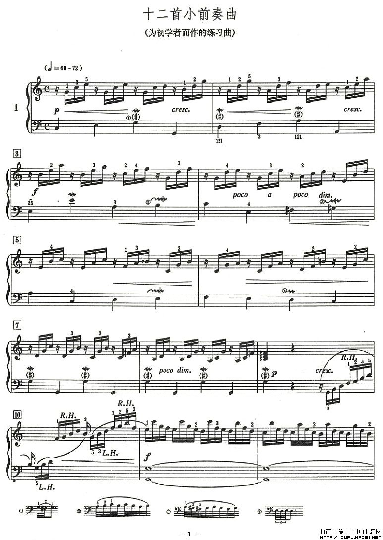 十二首小前奏曲（为初学者而作的练习曲）P1
