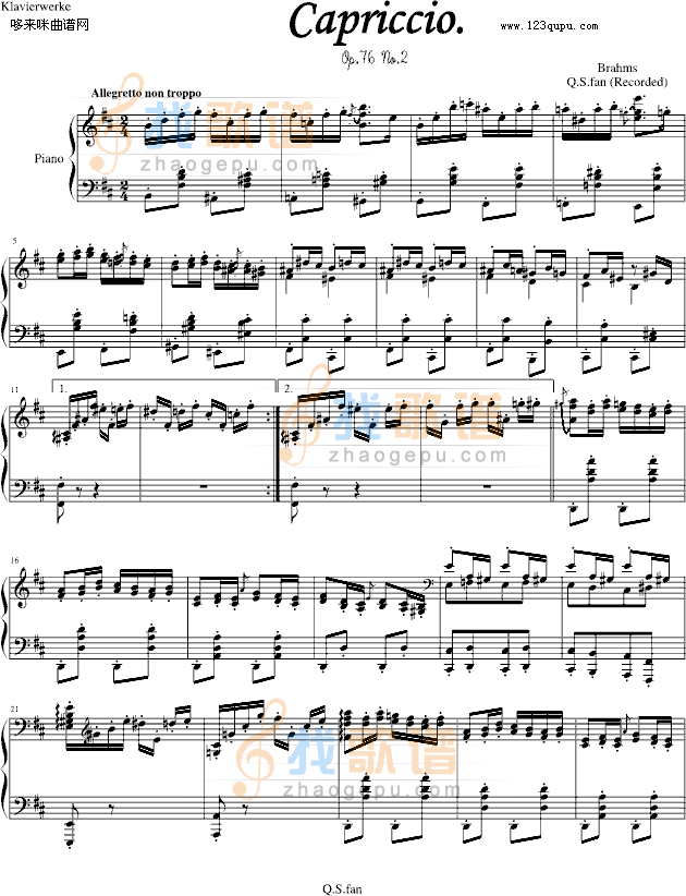 随想曲Op.76 No.2-勃拉姆斯