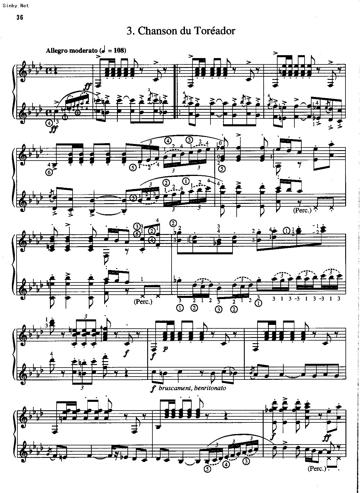 《卡门序曲 完整版,钢琴谱》比才-Bizet|弹琴吧|钢琴谱|吉他谱|钢琴曲|乐谱|五线谱|高清免费下载|蛐蛐钢琴网