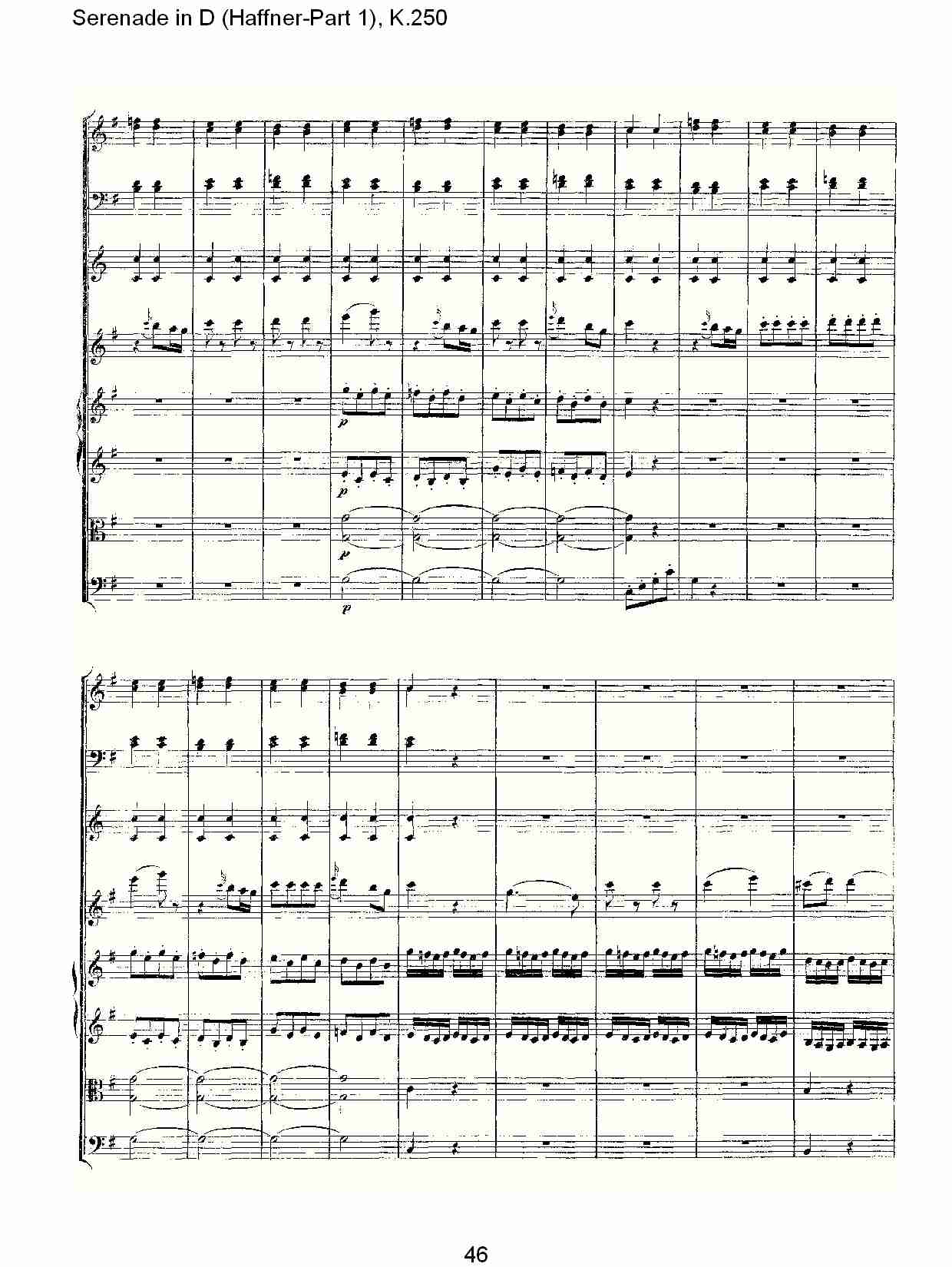 D调小夜曲(Haffner-第一部), K.250 （十）