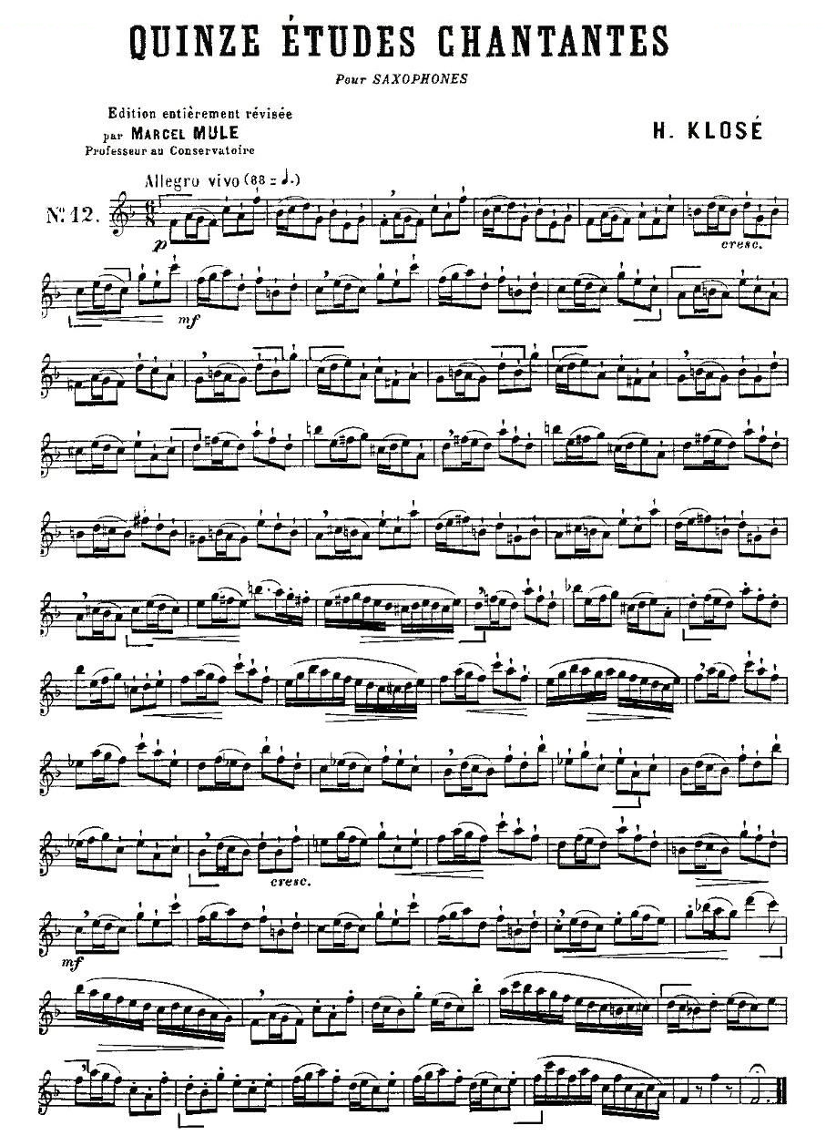 Klose Etudes Chantantes Pour Saxophone（练习曲之十二）