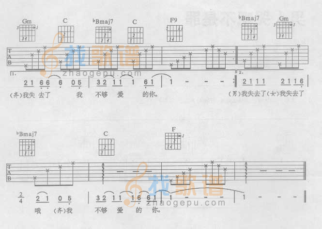 我不够爱你吉他谱(和弦 六)-