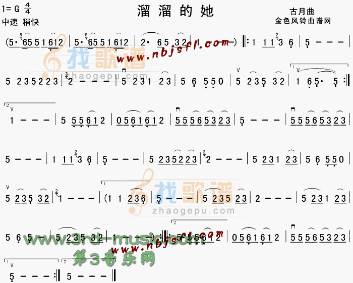 溜溜的她[二胡曲谱]