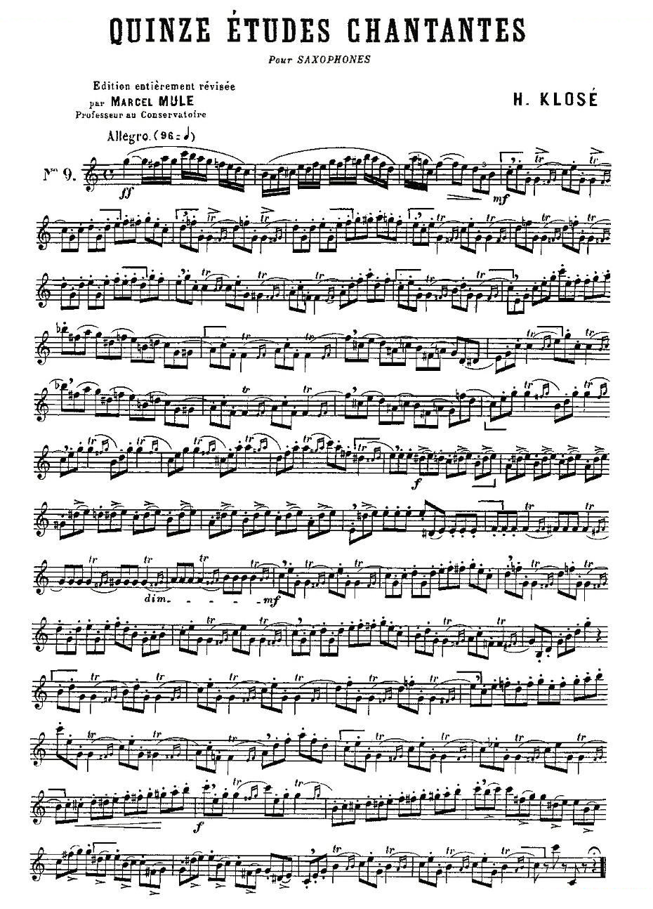 Klose Etudes Chantantes Pour Saxophone（练习曲之九）
