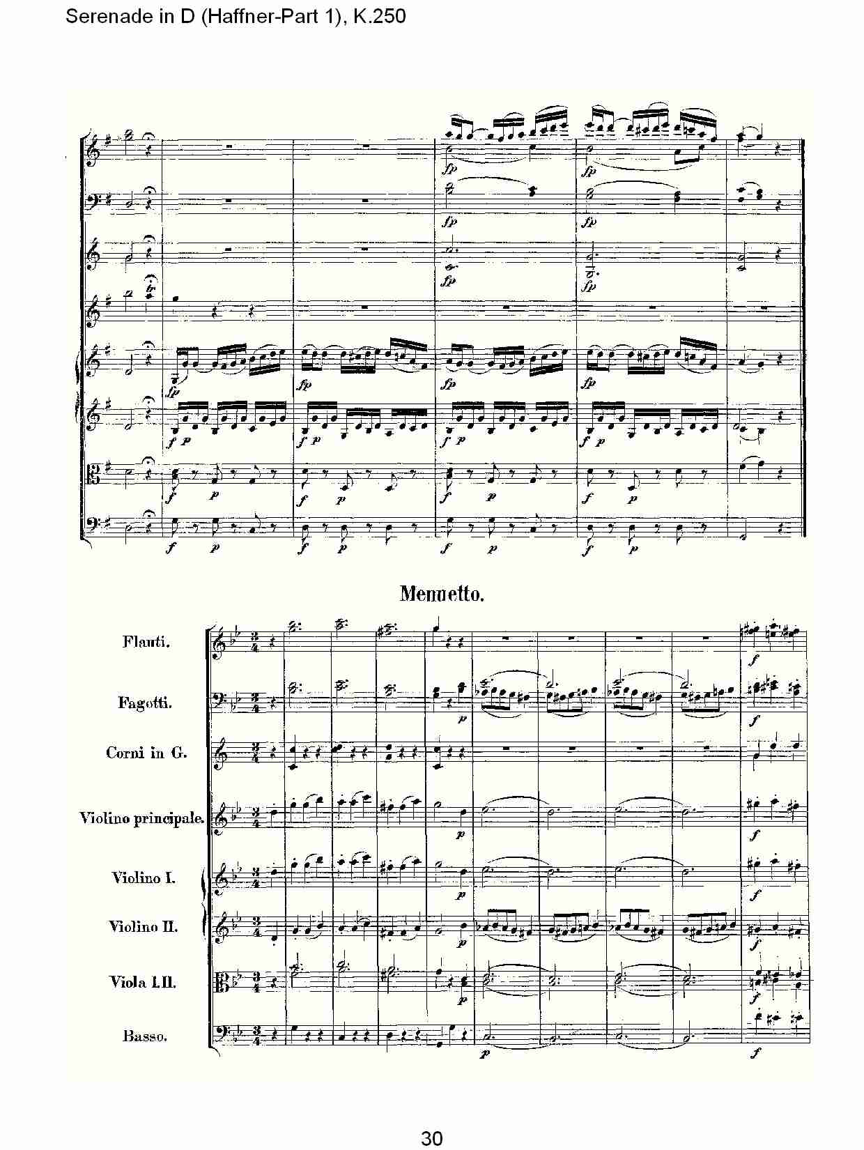 D调小夜曲(Haffner-第一部), K.250 （六）