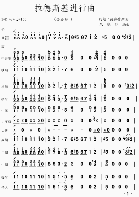 拉德斯基进行曲总谱