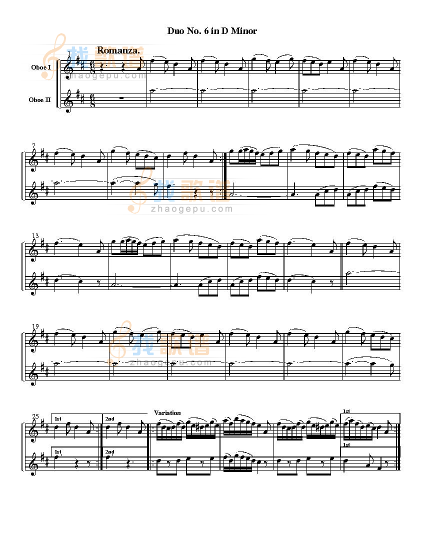 加内尔的双簧管二重奏之第六首